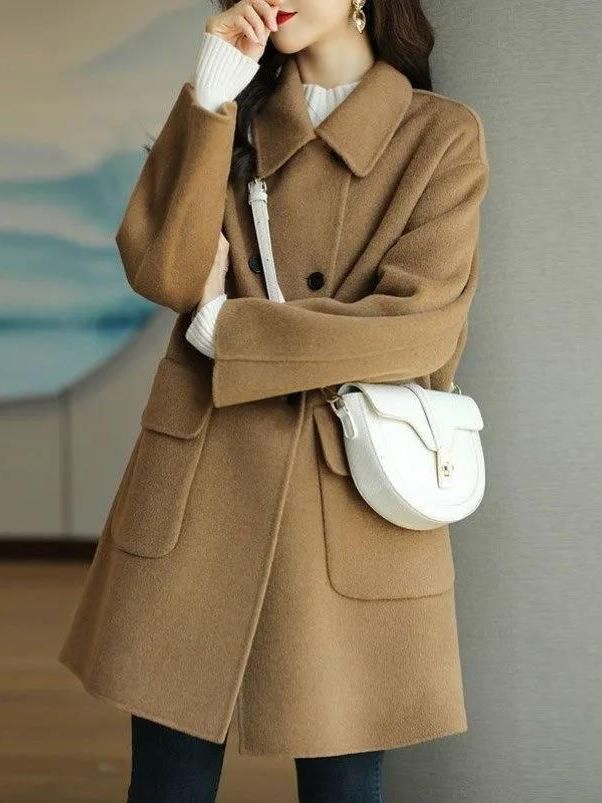 Wool Coat Peacoat - Casaco de Lã Estiloso de Comprimento