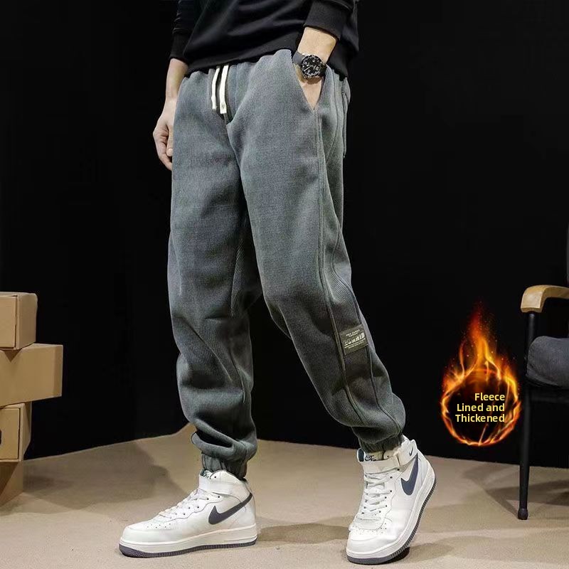 Corduroy Pant Warm - Calças Casuais Masculinas de Moletom Grosso