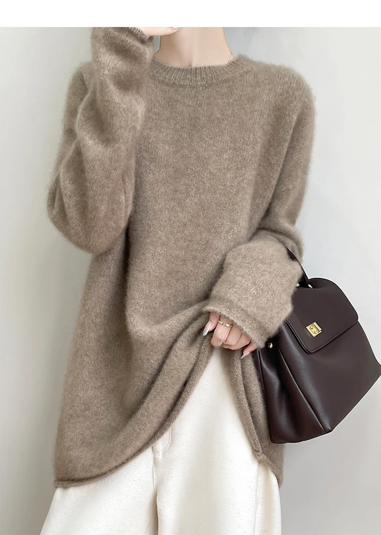 Wool Coat Peacoat - Camisola de caxemira feminina plus size,