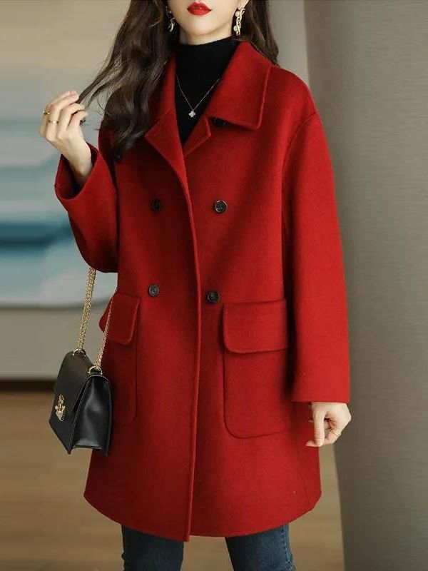 Casaco de Lã Estiloso de Compr - Wool Coat Peacoat avaliação e preço