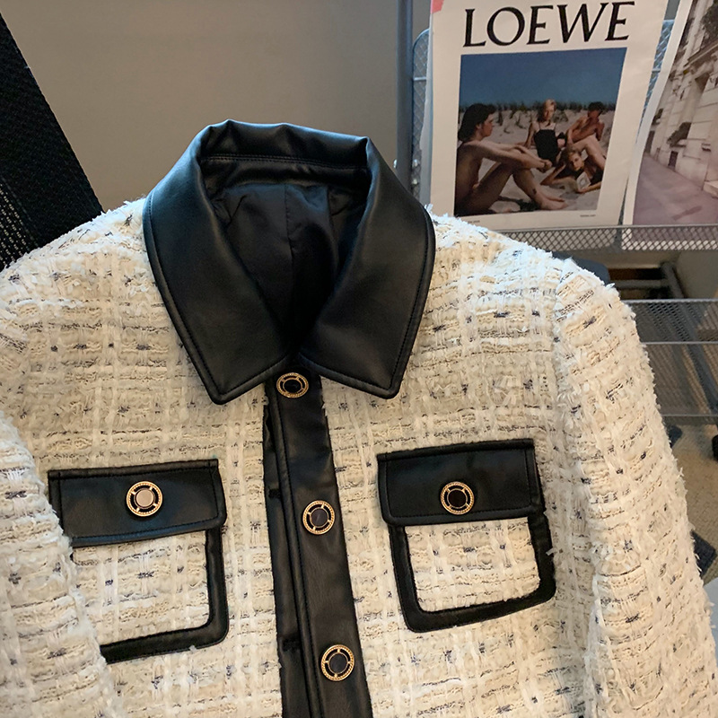 Contraste costura tweed vento  - Wool Coat Peacoat avaliação e preço