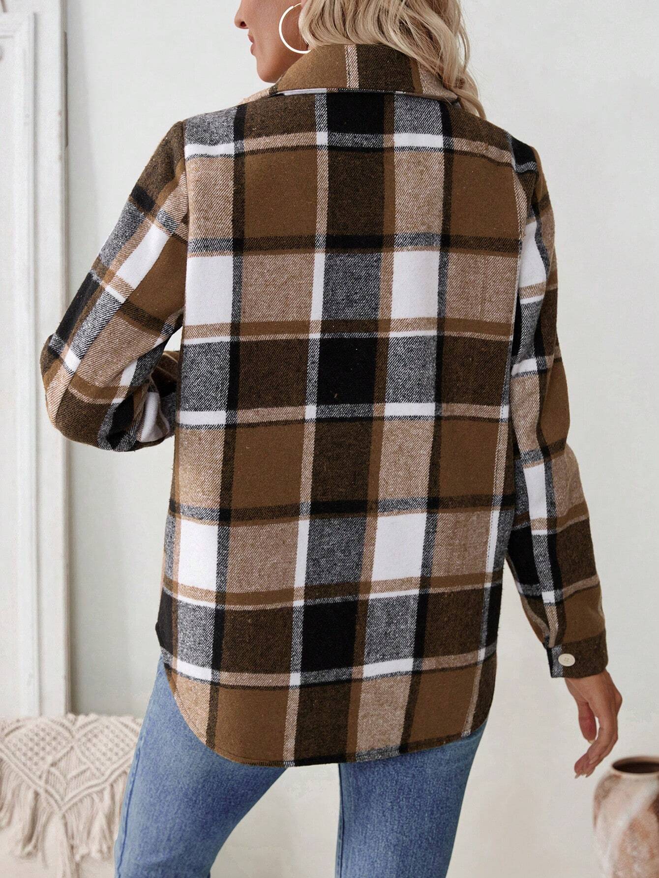Casaco feminino de flanela com - Flannel Shirt Lined avaliação e preço